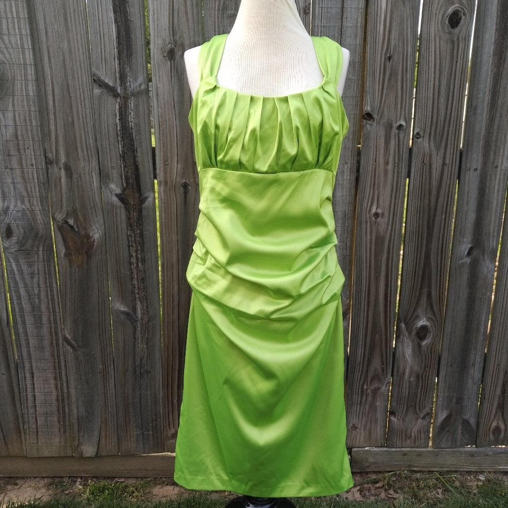 Suzi Chin lime green ruched dress